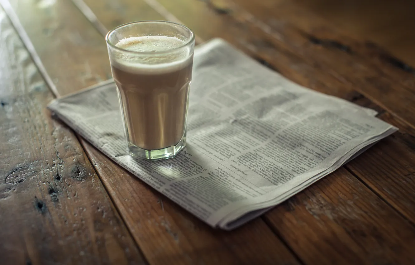 Фото обои стакан, кофе, газета