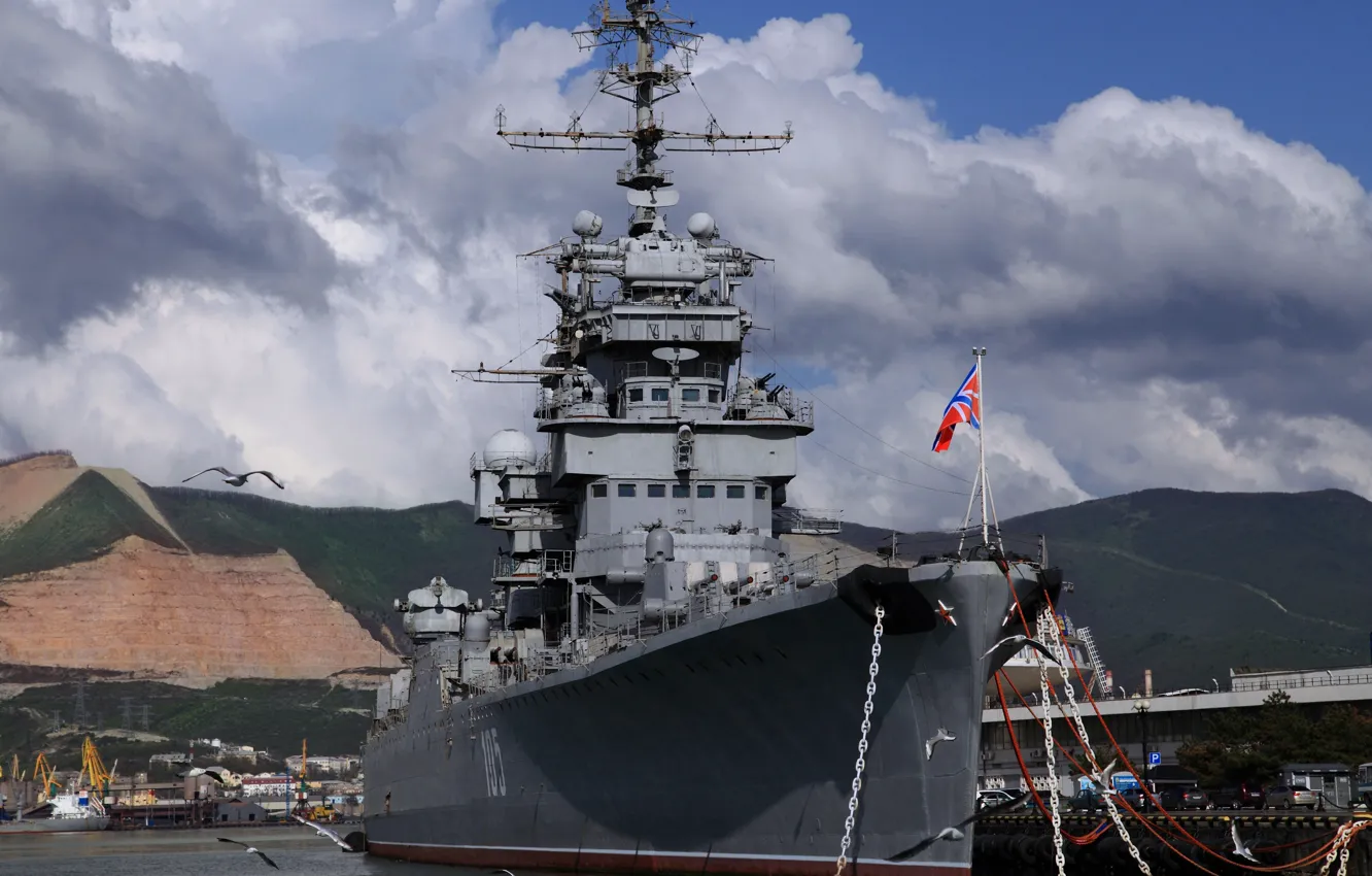 Фото обои музей, крейсер, артиллерийская, лёгкий, Новороссийск, Черное море, "Михаил Кутузов", проект 68-бис