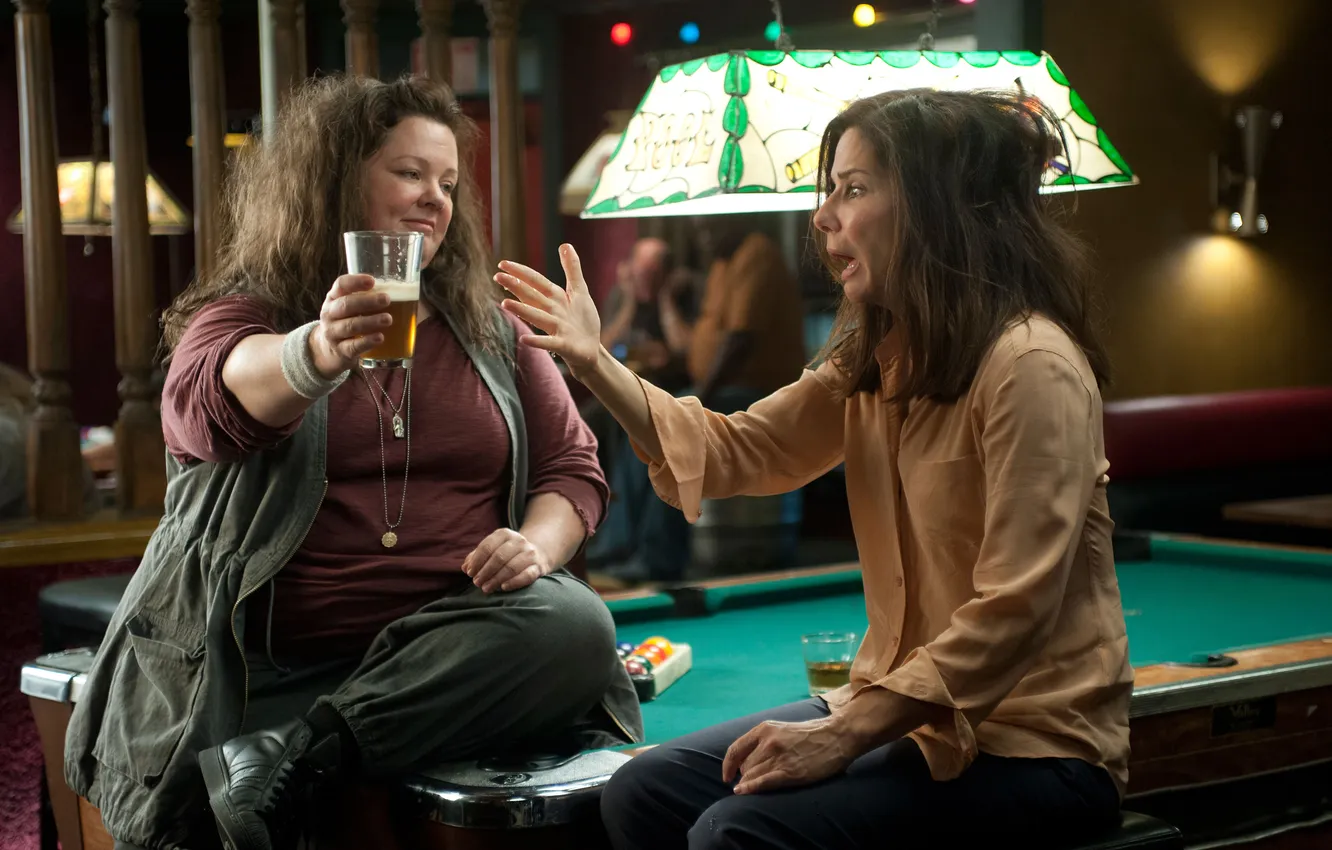 Фото обои Мелисса МакКарти, Сандра Баллок, Копы в юбках