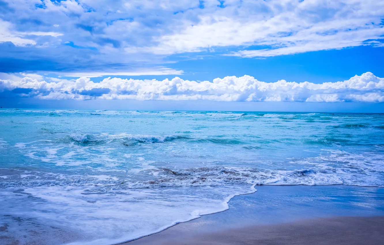 Фото обои море, волны, небо, красота, простор, waves, sky, sea