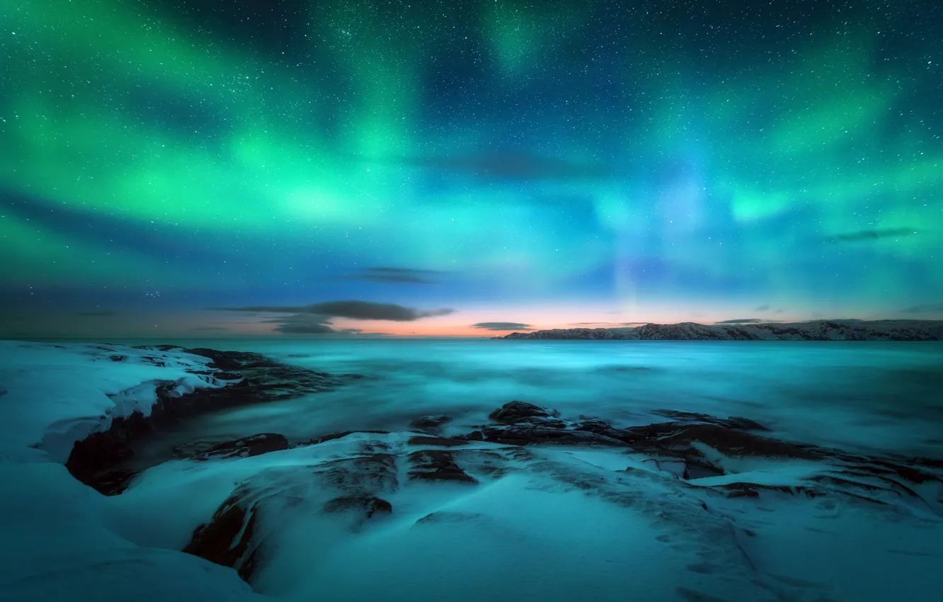 Фото обои ночь, красота, aurora, night, beauty, полярное сияние, природное явление, natural phenomenon
