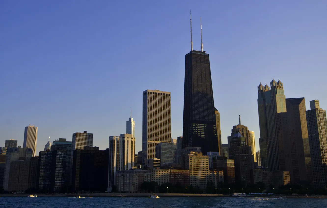 Фото обои city, небоскребы, вечер, америка, чикаго, мегаполис, штаты, chicago
