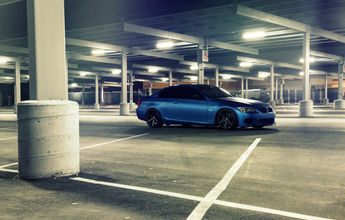 Фото обои синий, бмв, BMW, матовый, E92, Matte, 3 серия, 3 Series