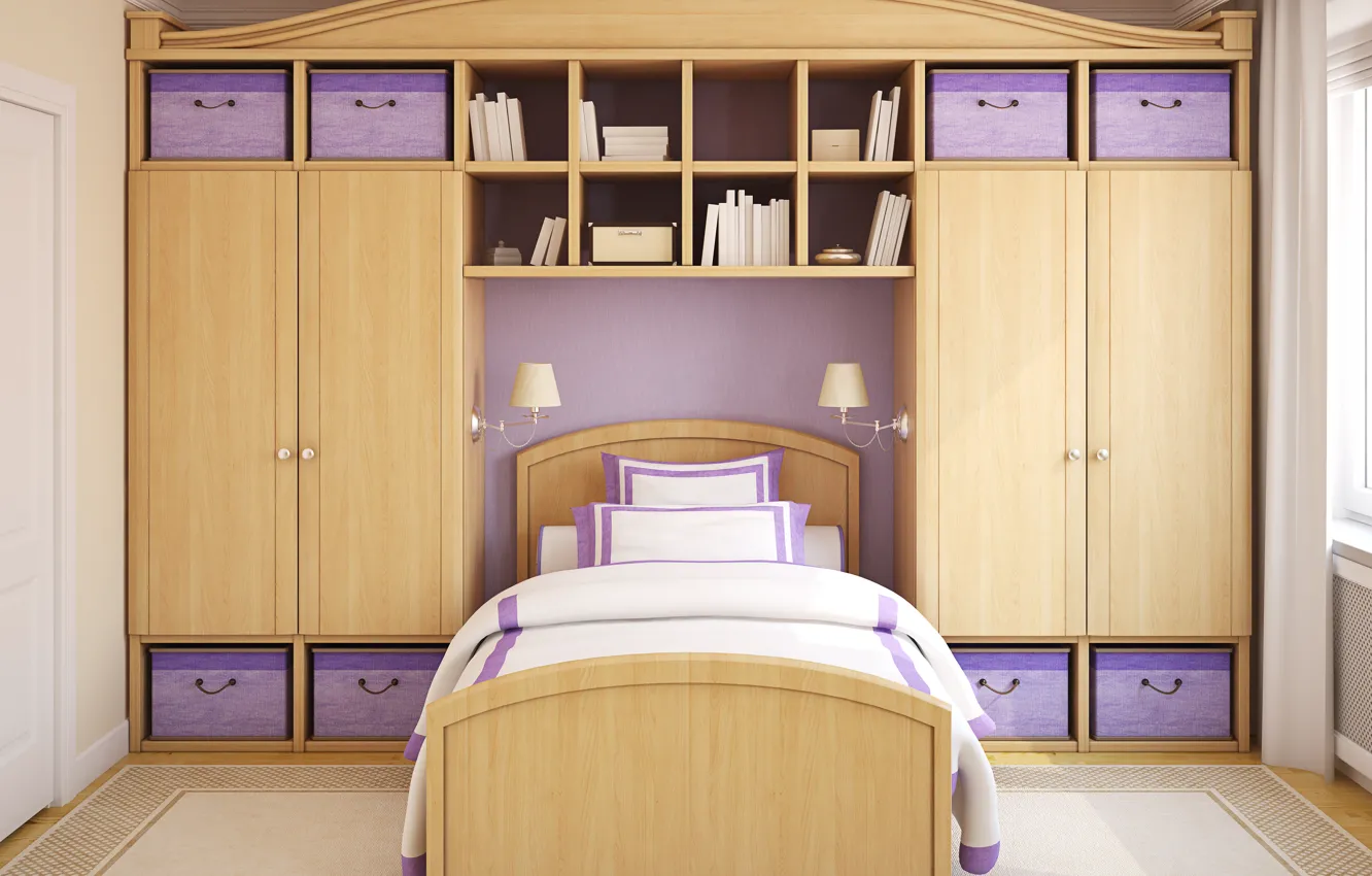 Фото обои дизайн, мебель, кровать, интерьер, bedroom, decoration, детская комната