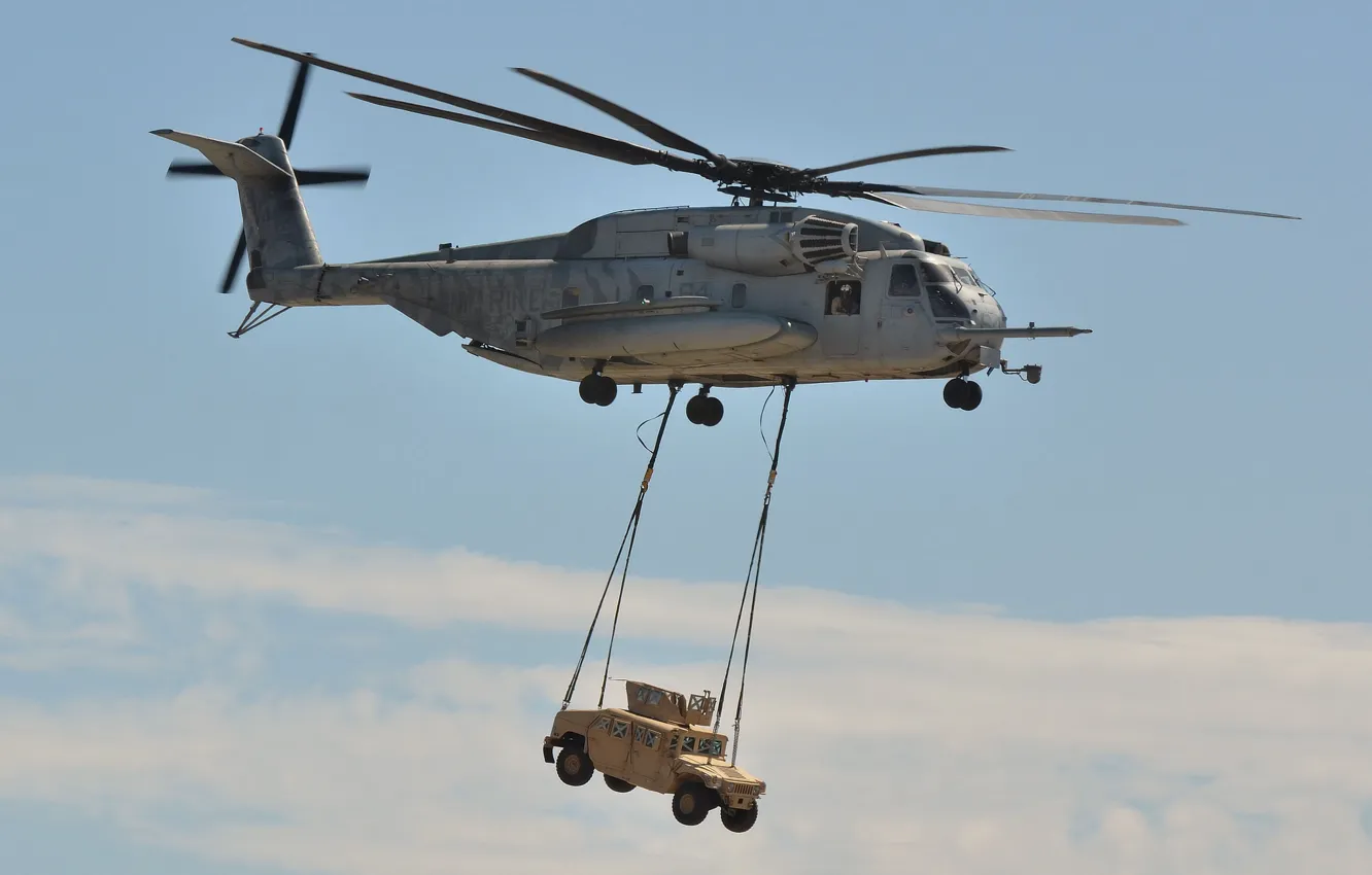 Фото обои вертолёт, военный, Sikorsky, транспортный, тяжёлый, доставка, Super Stallion, CH-53E