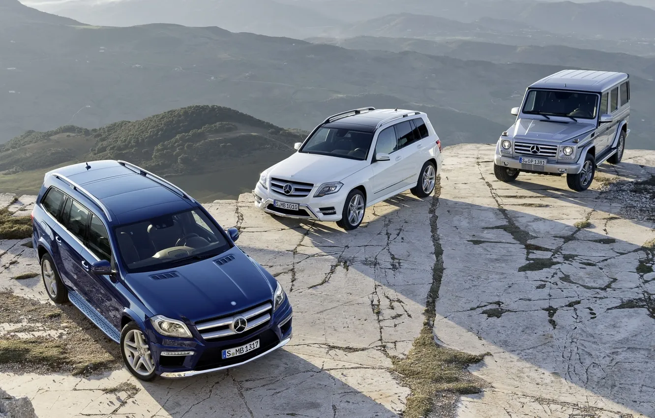 Фото обои горы, скала, Mercedes-Benz, джип, внедорожник, кроссовер, GLK-klasse, G-klasse