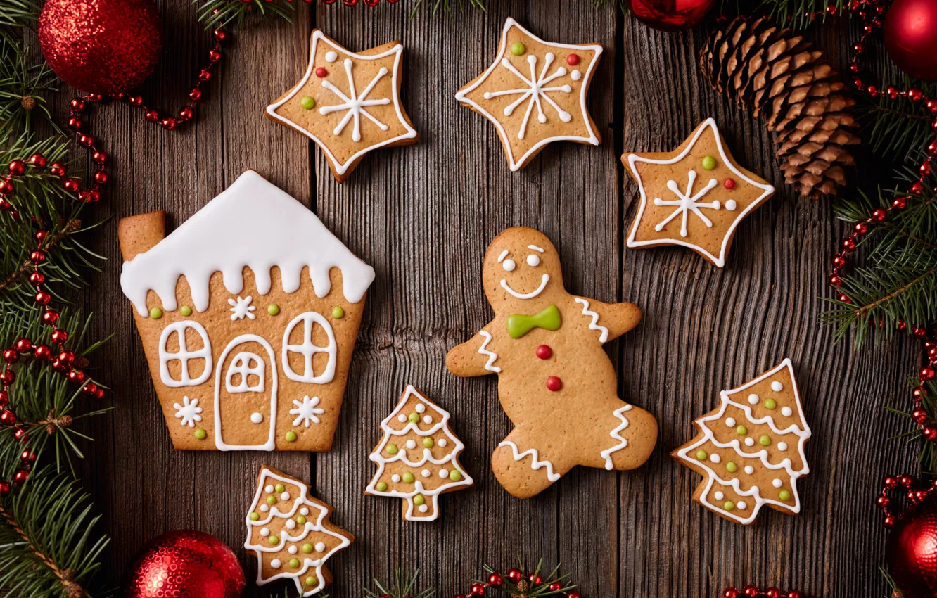 Фото обои Новый Год, печенье, Рождество, Christmas, выпечка, сладкое, Xmas, глазурь