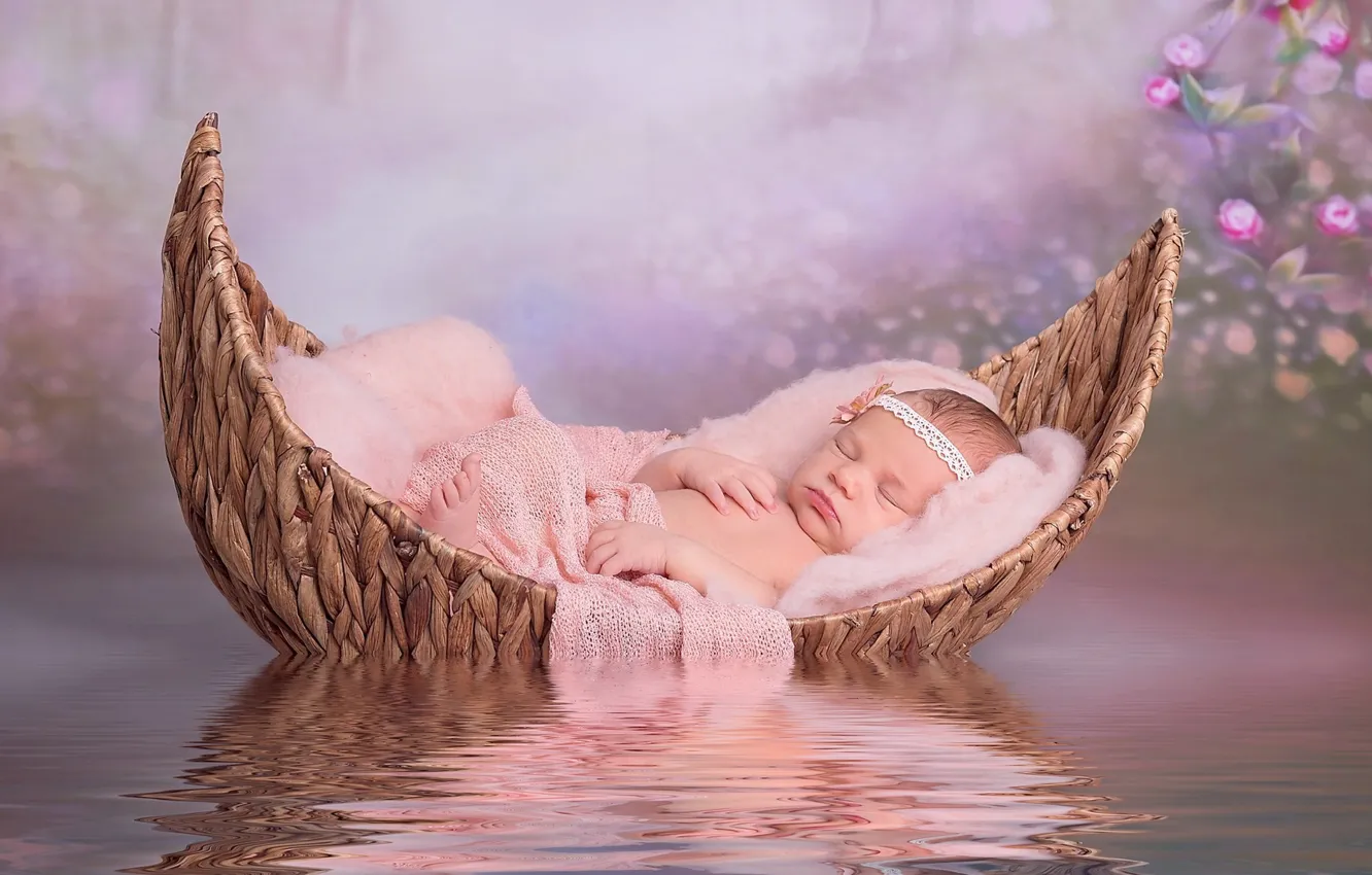 Фото обои вода, dream, лодка, сон, сказка, малыш, water, дитя