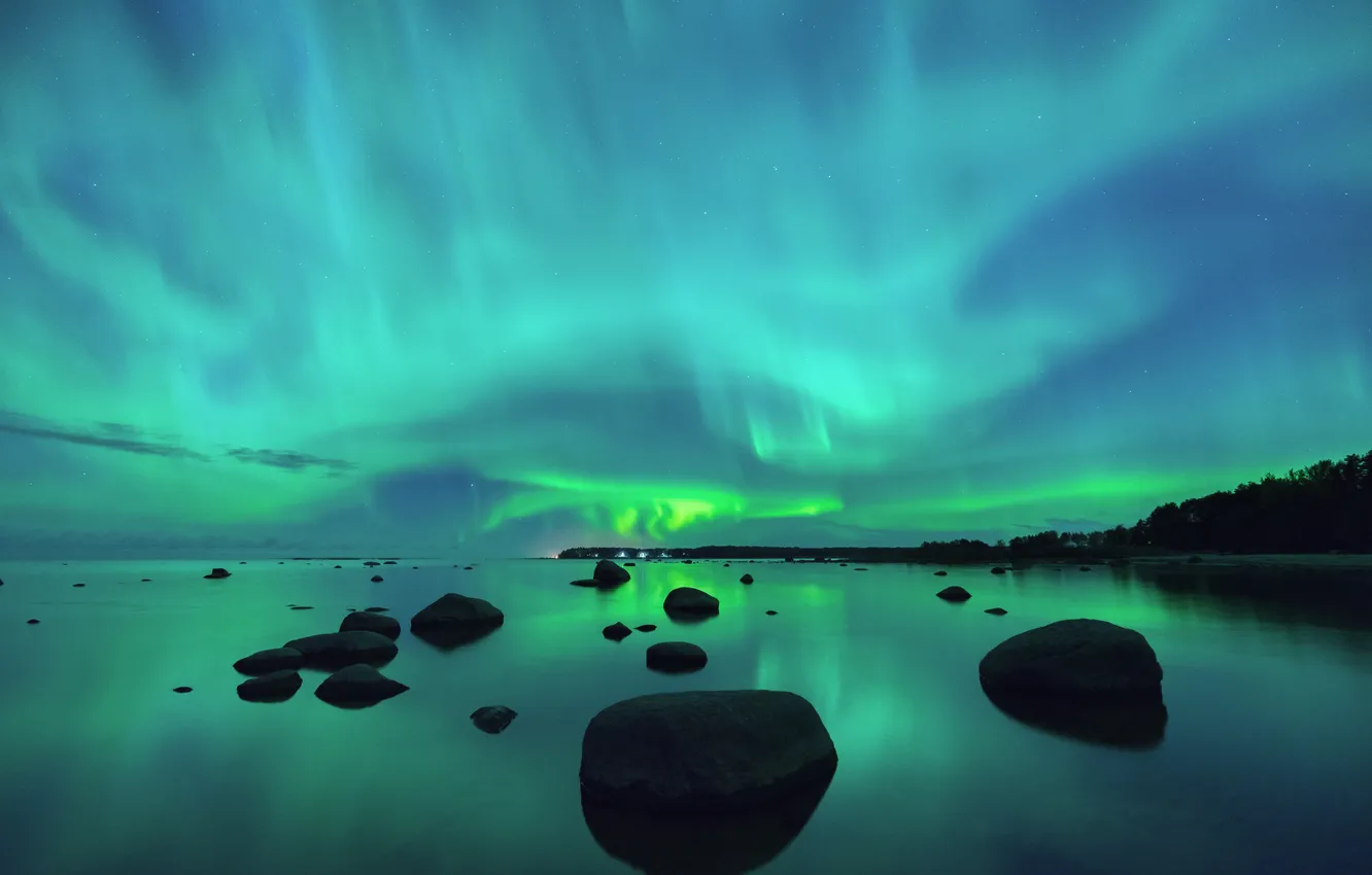 Фото обои Lapland, Borealis, Northern, Aurora, Astronomy, light, winter, Finland