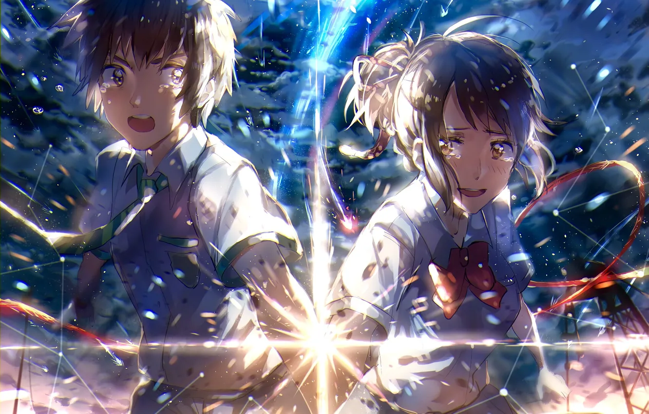 Фото обои девушка, аниме, арт, парень, Таки, tachibana taki, miyamizu mitsuha, Kimi no Na wa