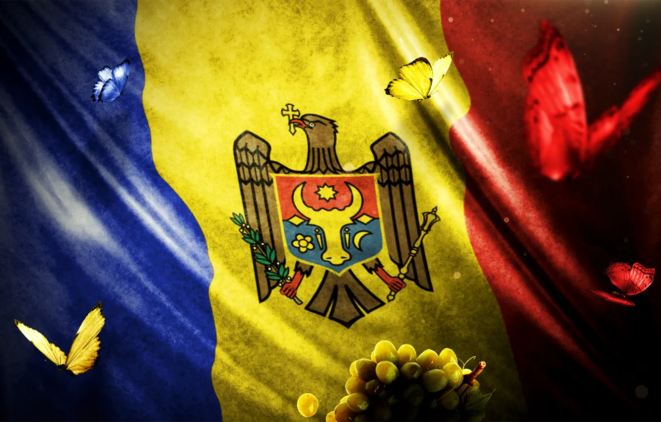 Фото обои red, design, yellow, blue, flag, moldova, mocanu, marin