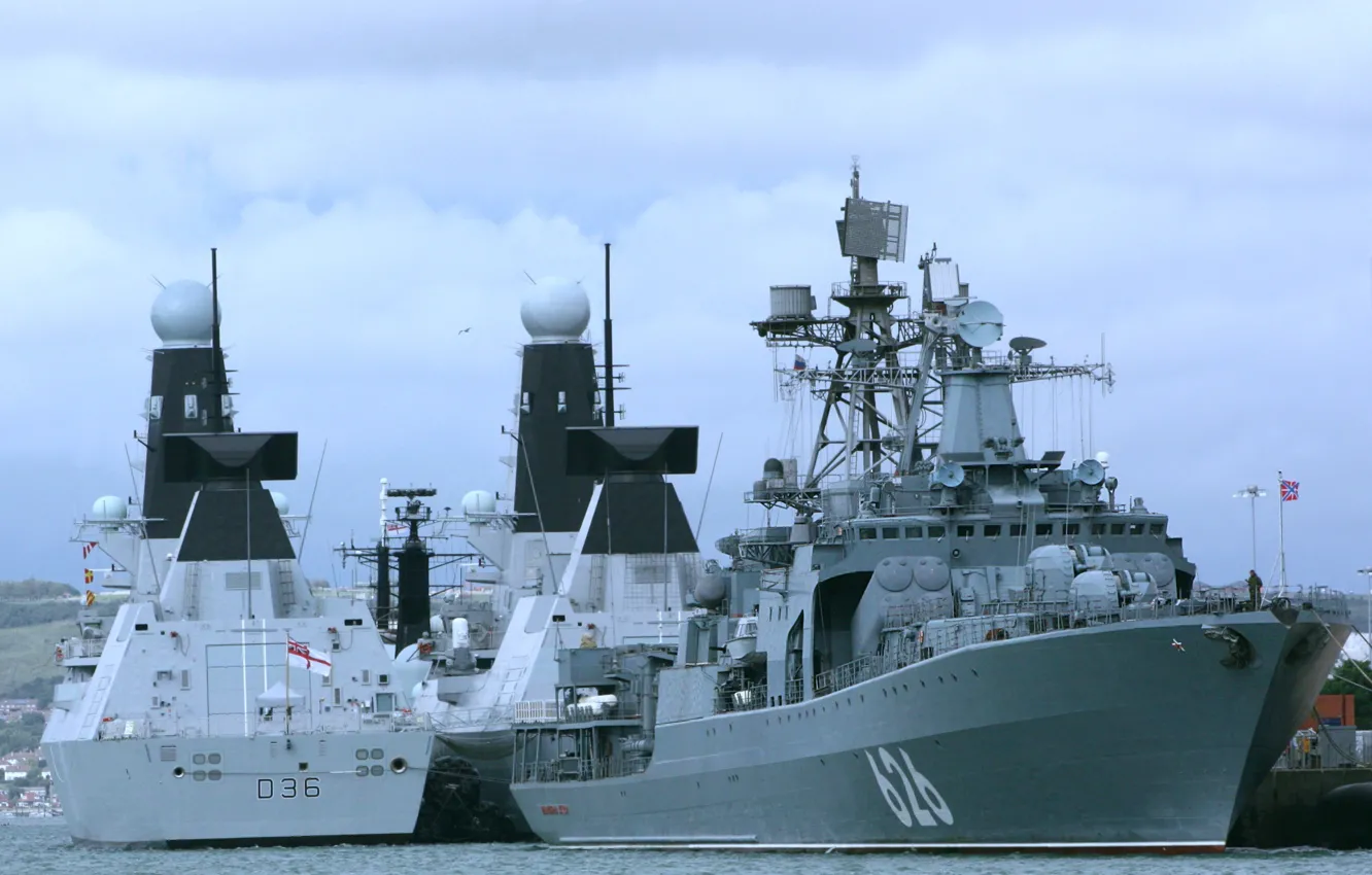 Фото обои Портсмут, БПК, визит, Вице Адмирал Кулаков
