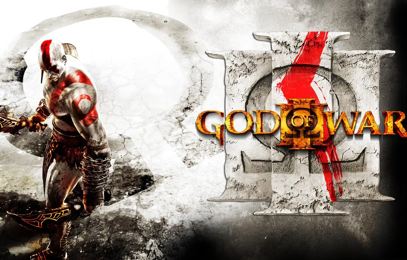 Фото обои Игра, воин, арт, цепи, клинки, спартанец, God of War 3