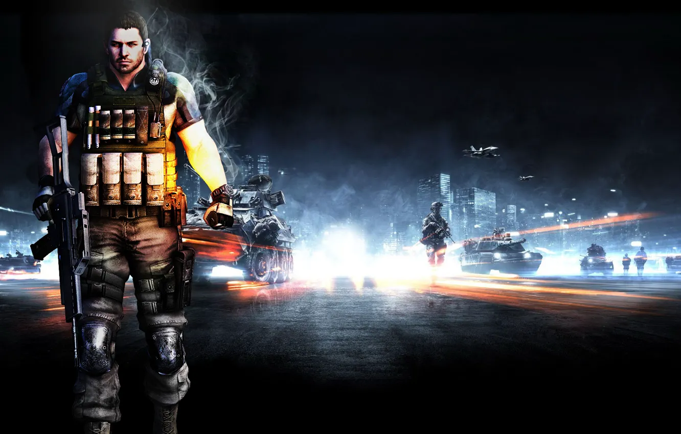 Фото обои оружие, автомат, Battlefield 3, Resident Evil 6, Chris Redfield