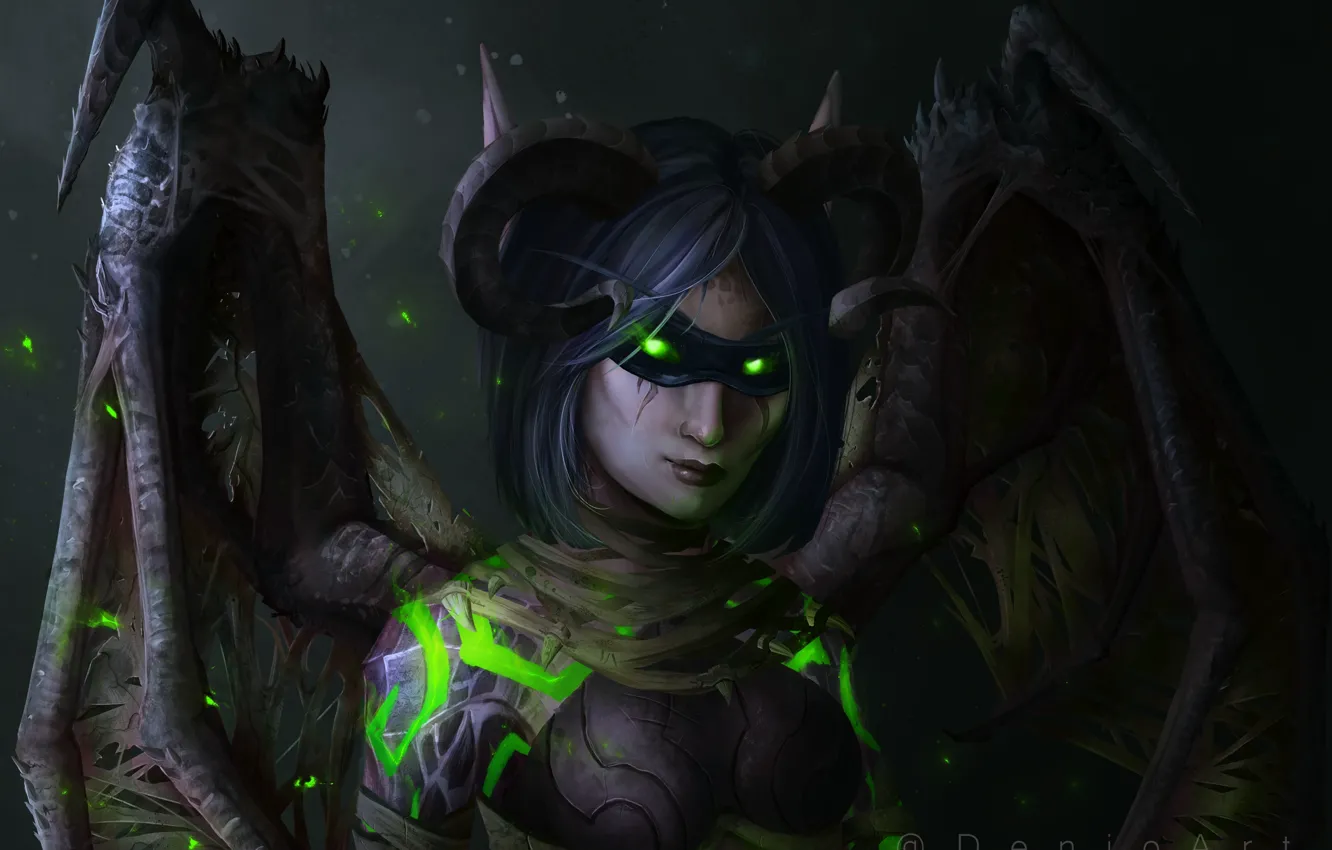 Фото обои демон, World Of Warcraft, Woman Warrior, Sylvalum