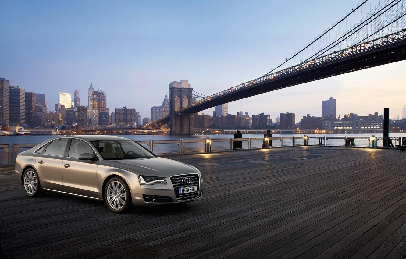 Фото обои машины, мост, город, Audi