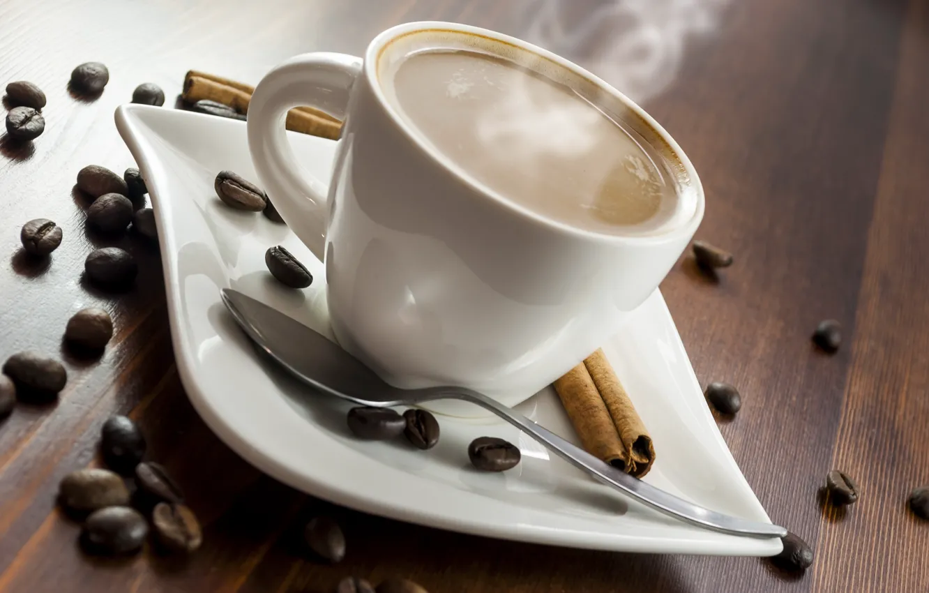 Фото обои кофе, горячий, зерна, чашка, cup, beans, coffee