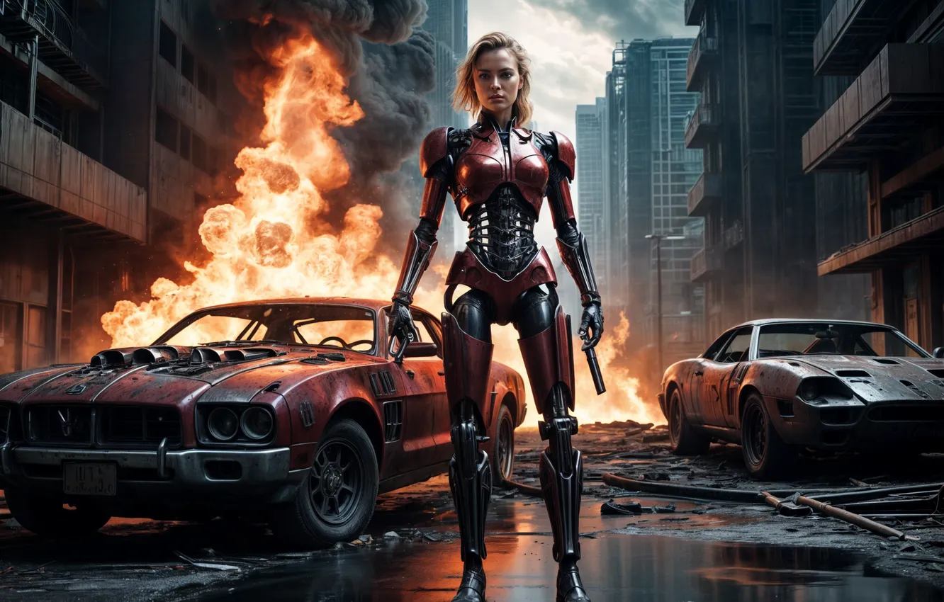 Фото обои девушка, Kristanna Loken, terminator, изображение сгенерировано ИИ