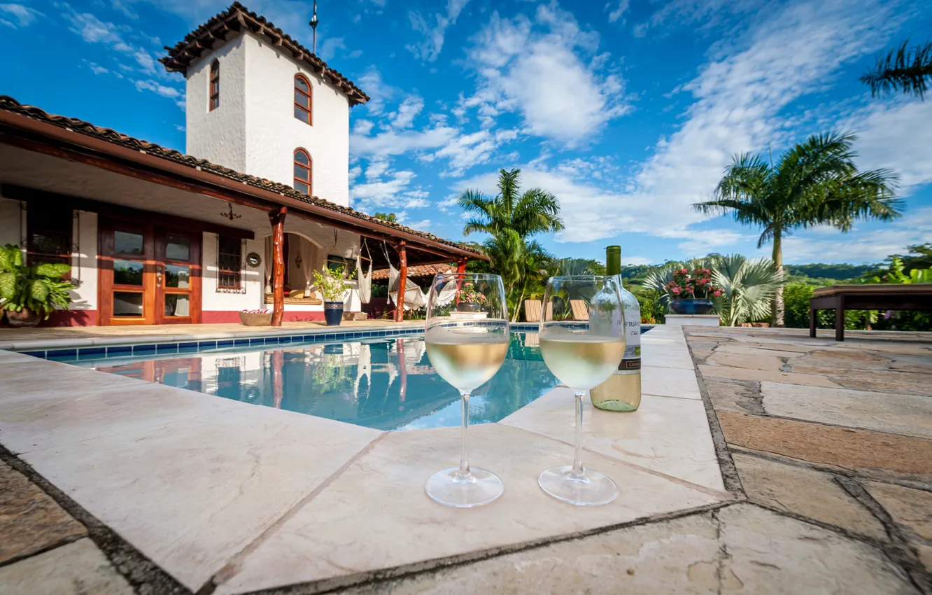 Фото обои вино, бассейн, Nicaragua, гасиенда, San Juan Del Sur, Rivas, Hacienda Na Xamena