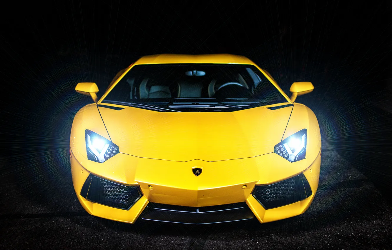 Фото обои Lamborghini, Ламборджини, блик, жёлтая, yellow, Ламборгини, LP700-4, Aventador