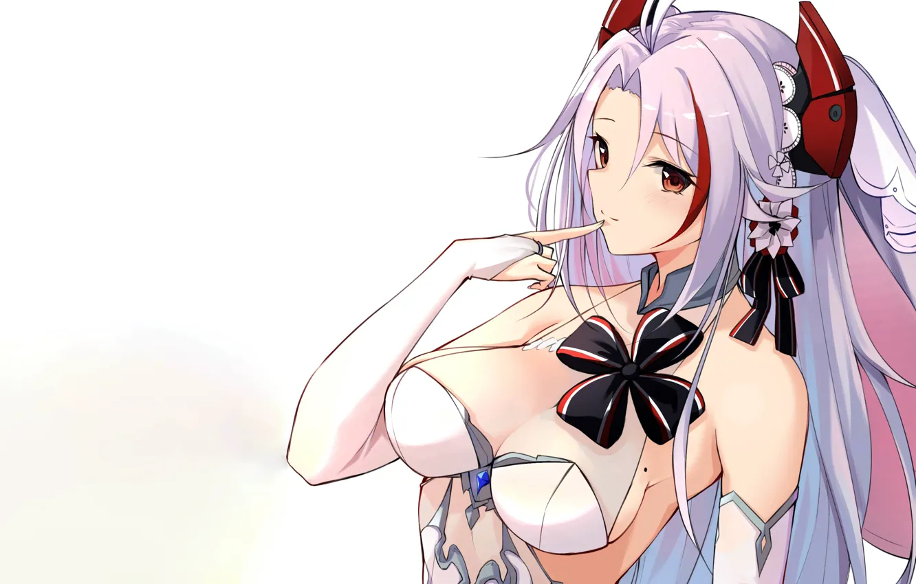 Фото обои girl, sexy, cleavage, long hair, boobs, anime, beautiful, red eyes