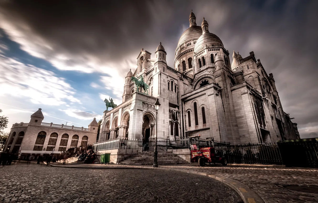 Фото обои Франция, Париж, Монмартр, базилика Сакре-Кёр