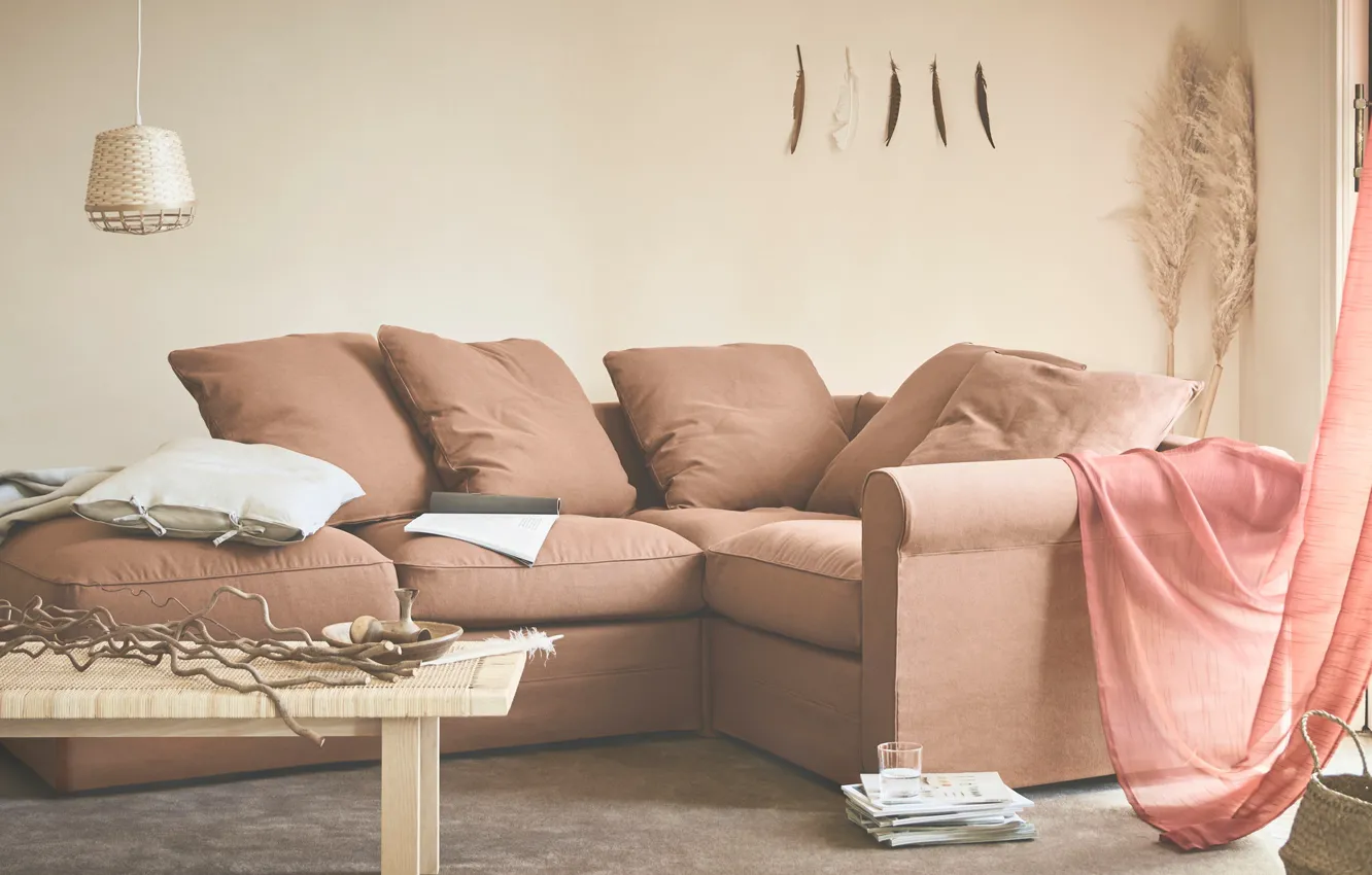 Фото обои дизайн, стиль, интерьер, софа, гостиная, пастельные тона, ИКЕА, IKEA idea decor
