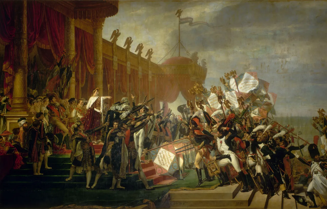Фото обои армия, художник, Наполеон, знать, штандарты, Жак-Луи Давид