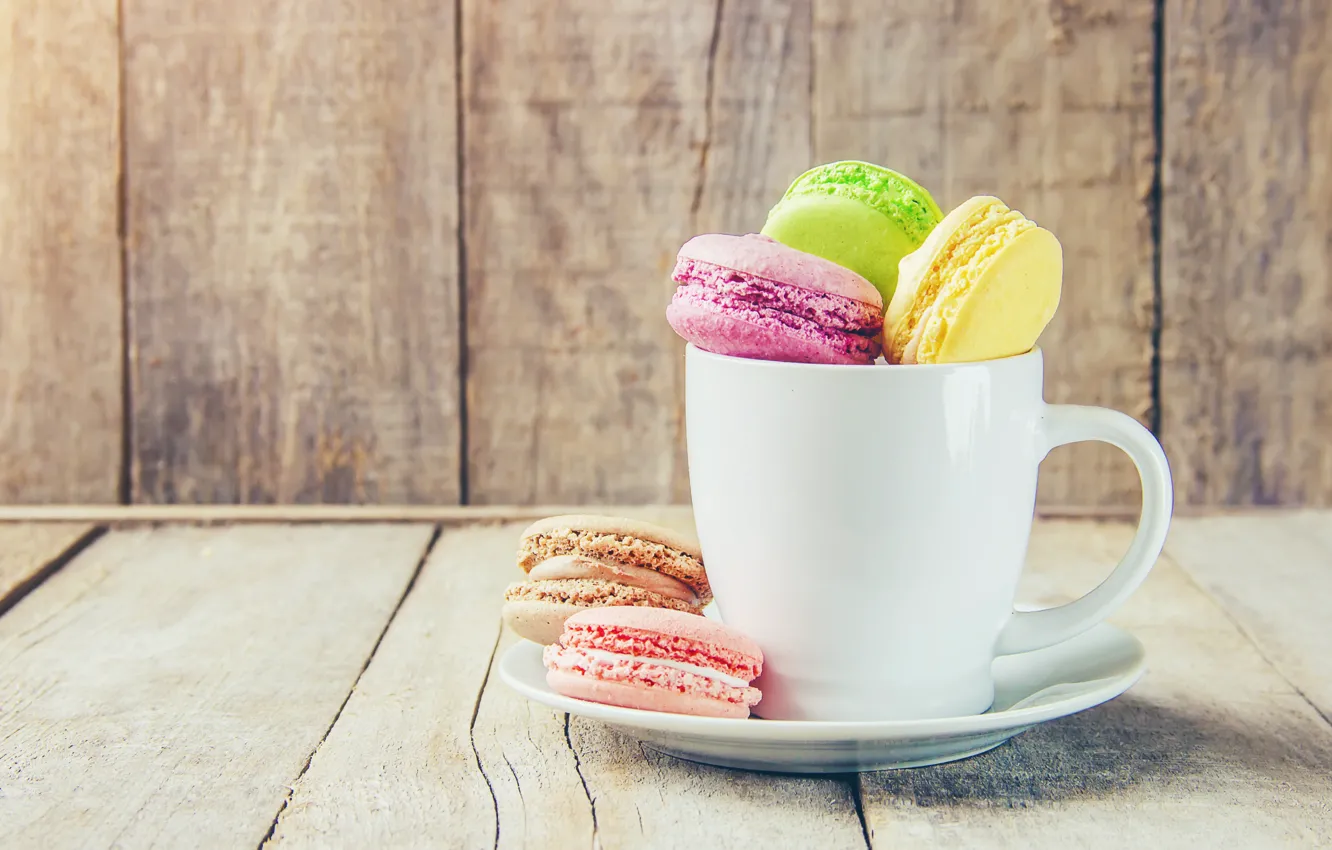 Фото обои colorful, чашка, cup, french, macaron, макаруны