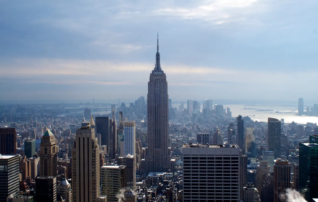 Фото обои зима, city, город, Нью Йорк, небоскрёбы, эмпайр стейт билдинг, New York