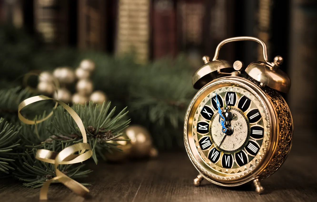 Фото обои часы, елка, Новый год, new year, holiday, watch, Christmas tree