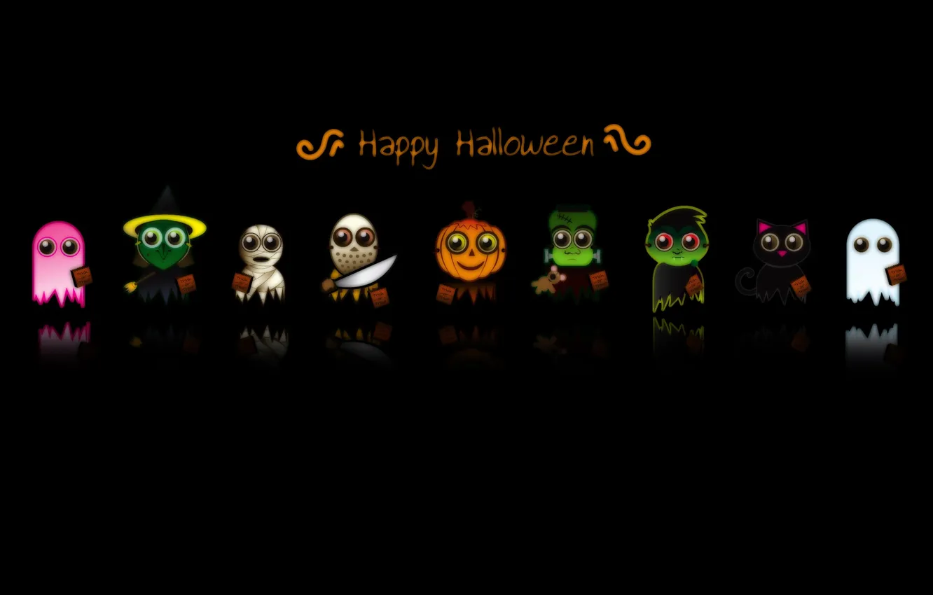 Фото обои праздник, Halloween, Хеллоуин, нежить, мультяшки