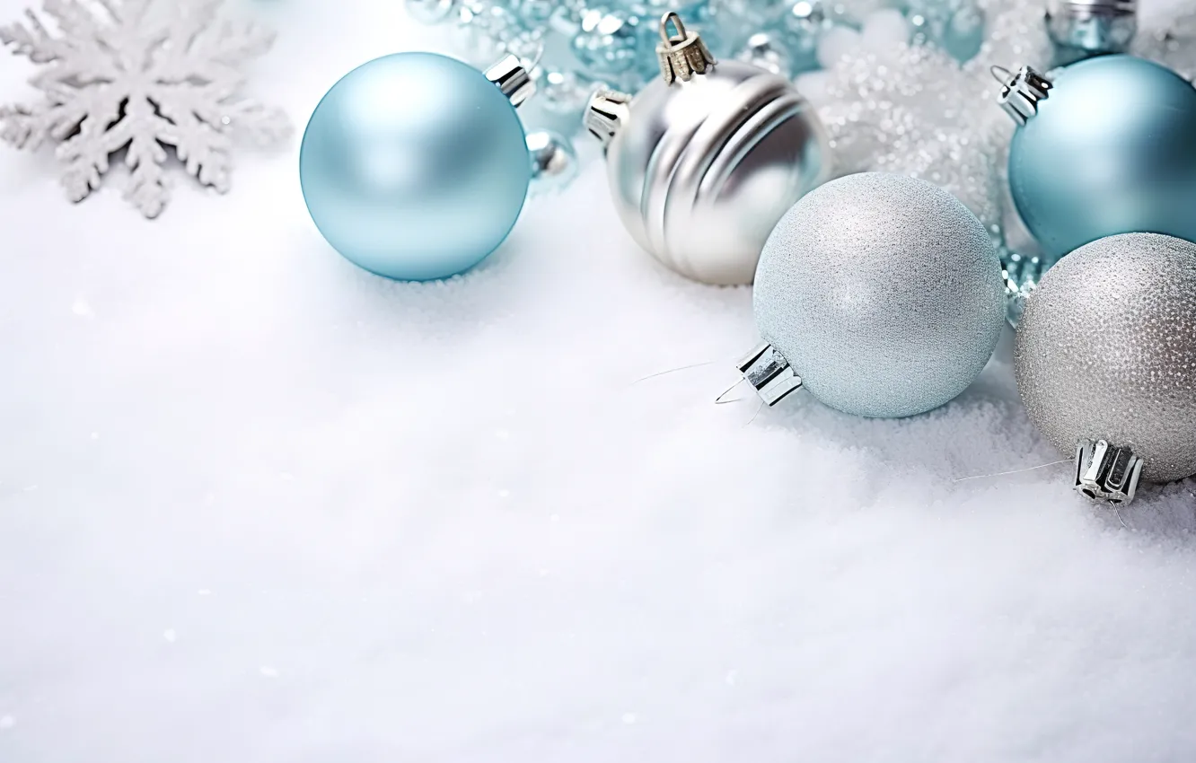 Фото обои зима, снег, украшения, шары, Новый Год, Рождество, new year, happy
