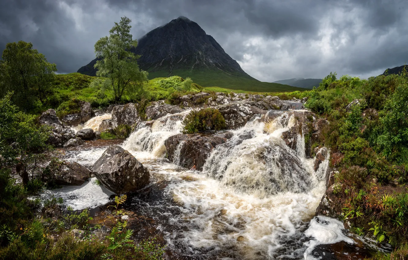 Фото обои река, водопад, Шотландия, Scotland, Glen Etive