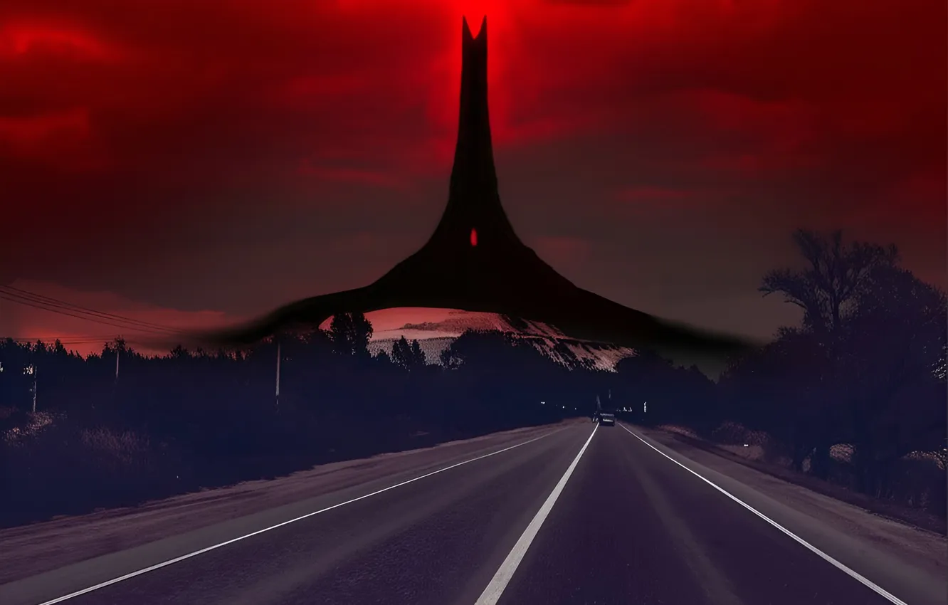Фото обои дорога, темнота, Мордор, асвальт
