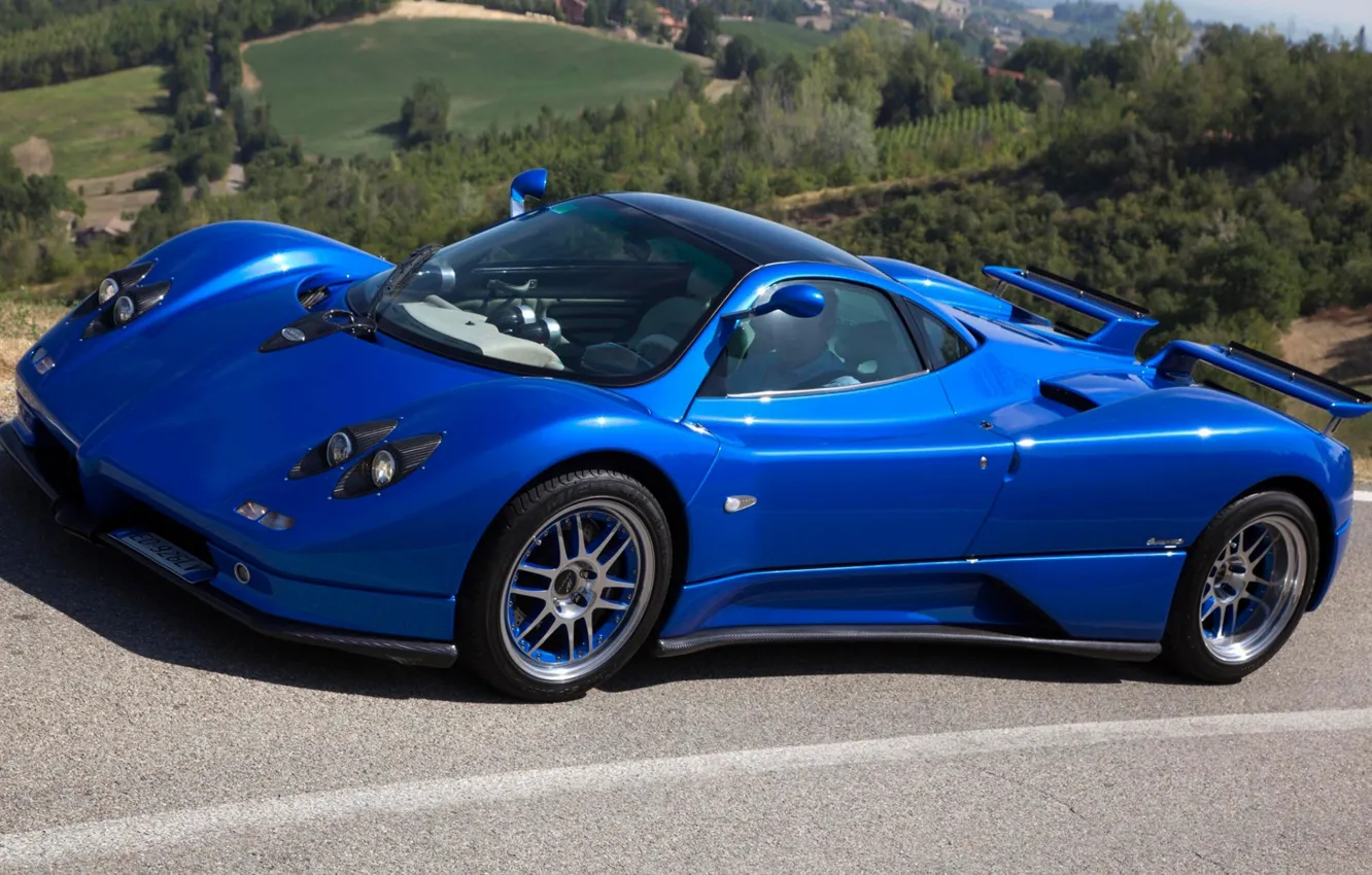 Обои синий, фон, Pagani, Zonda, передок, суперкары, Пагани, Зонда на ...