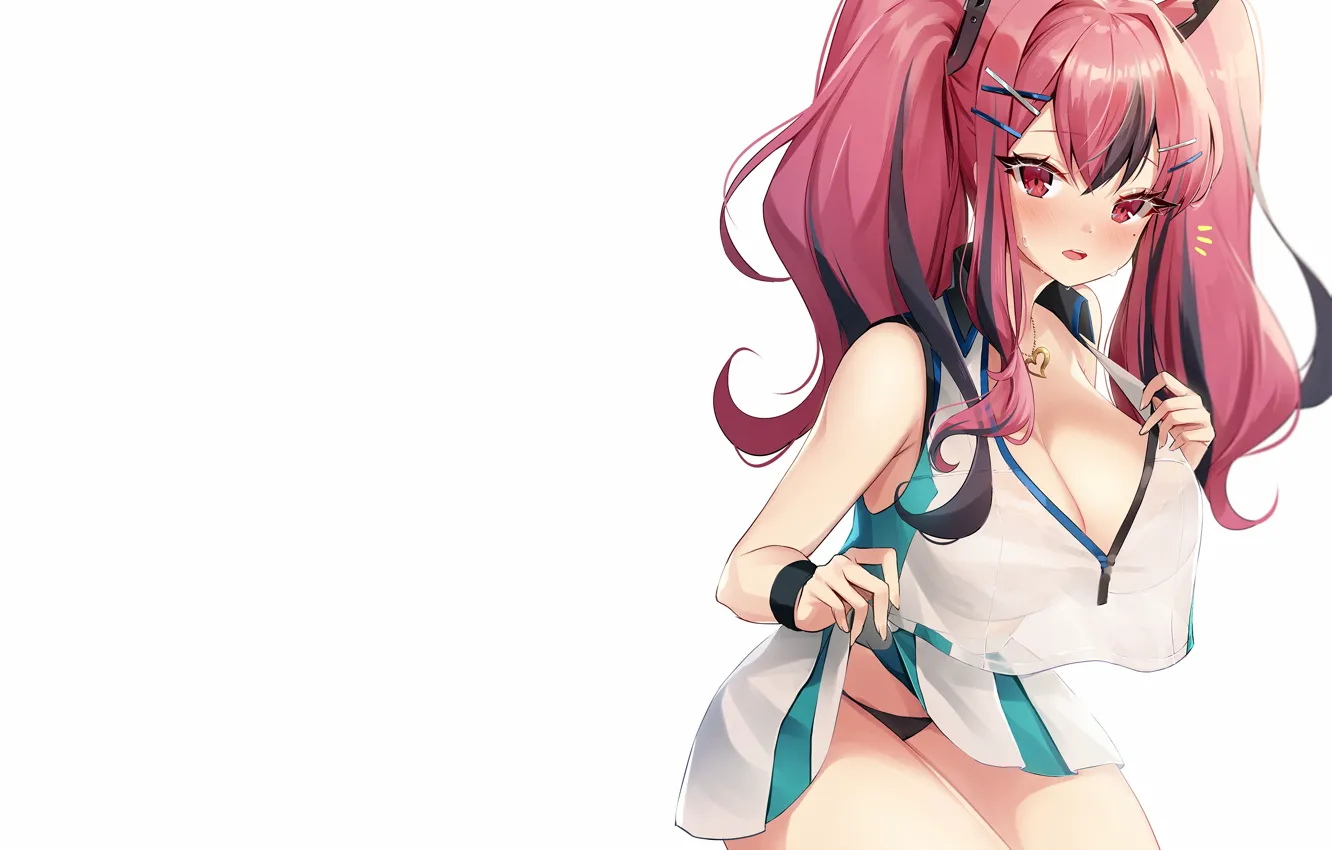 Фото обои girl, sexy, lingerie, pantsu, cleavage, panties, pink hair, long hair