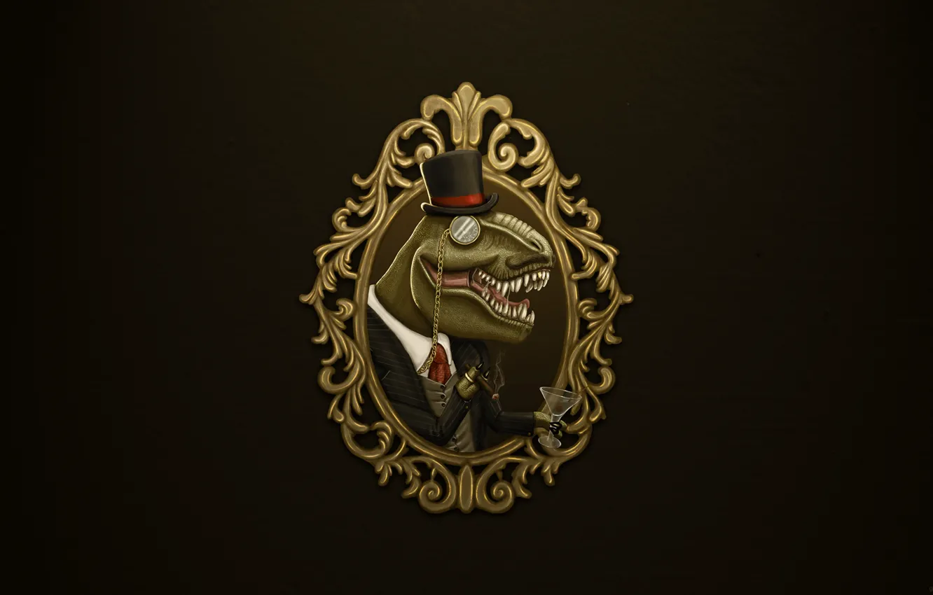 Фото обои martini, teeth, dinosaur, t rex