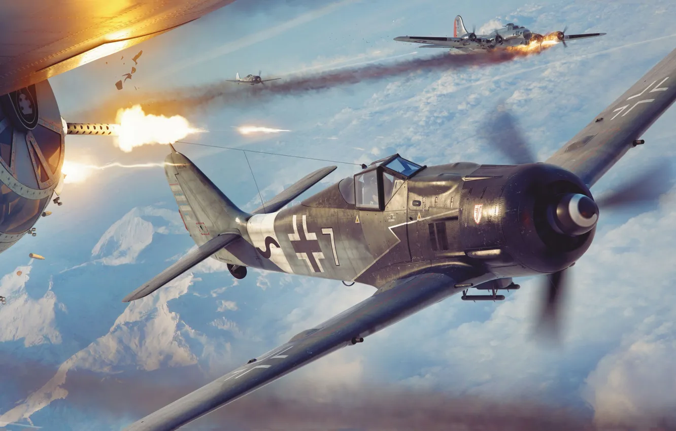 Фото обои Германия, Luftwaffe, Focke-Wulf 190, Вторая Мировая война, Поршневой истребитель, Focke-Wulf 190A-8