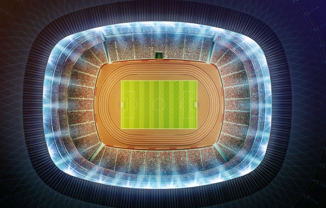 Фото обои футбол, минимализм, вид сверху, stadium, стадион, football, футбольное поле, aerial view