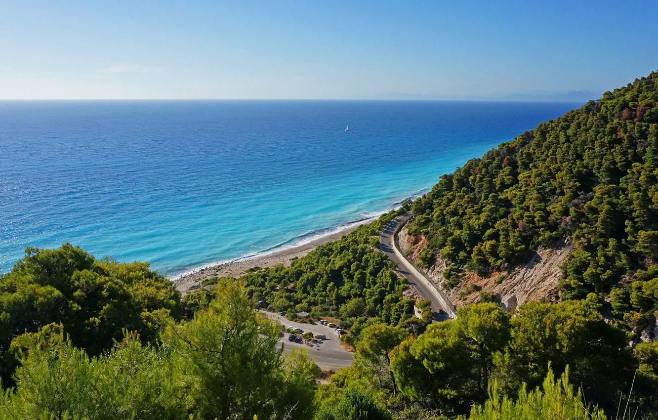 Фото обои море, побережье, Греция, Greece, Lefkada, Лефкада