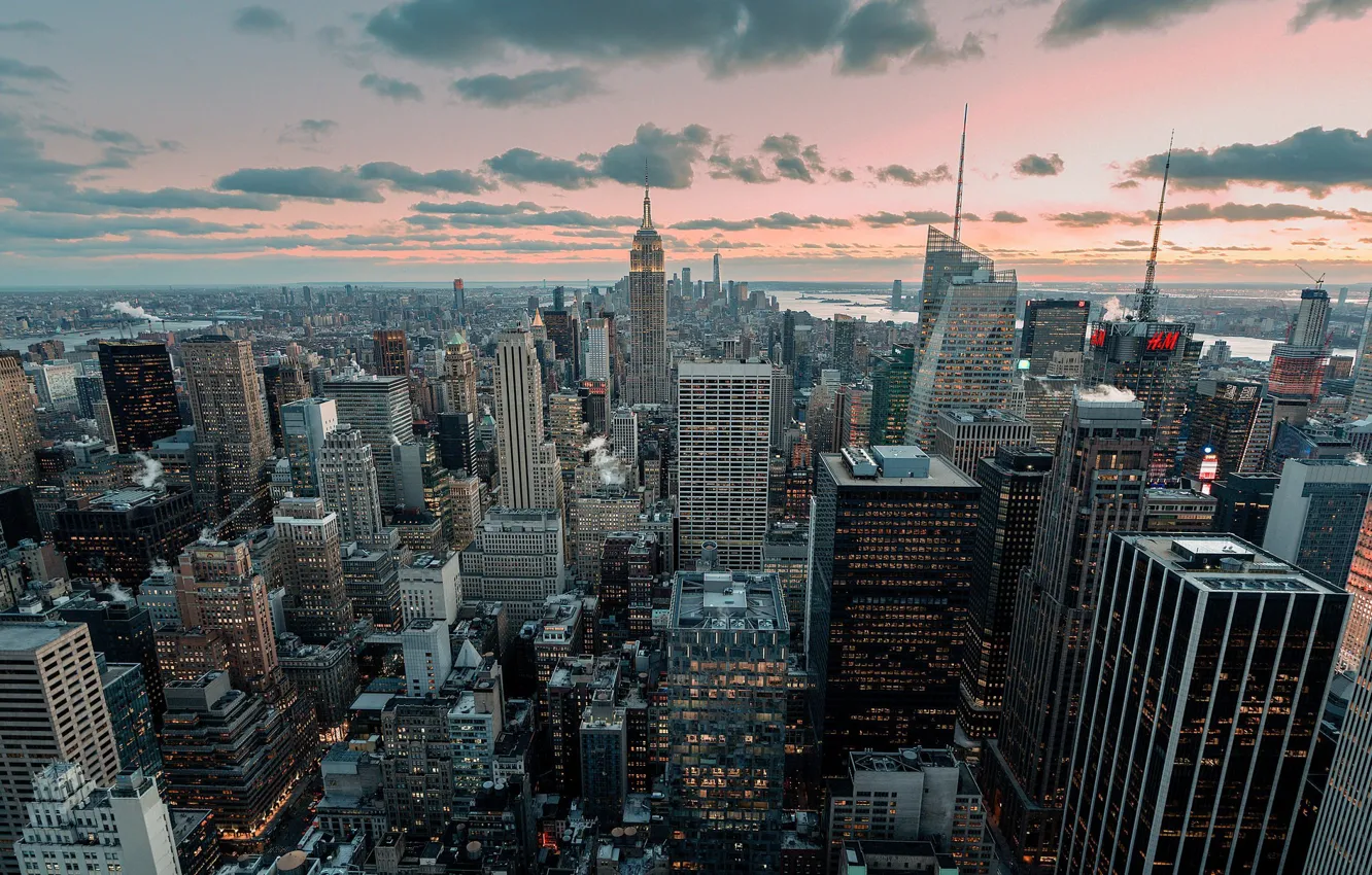 Фото обои Нью-Йорк, США, небоскрёбы, мегаполис, New York, NYC