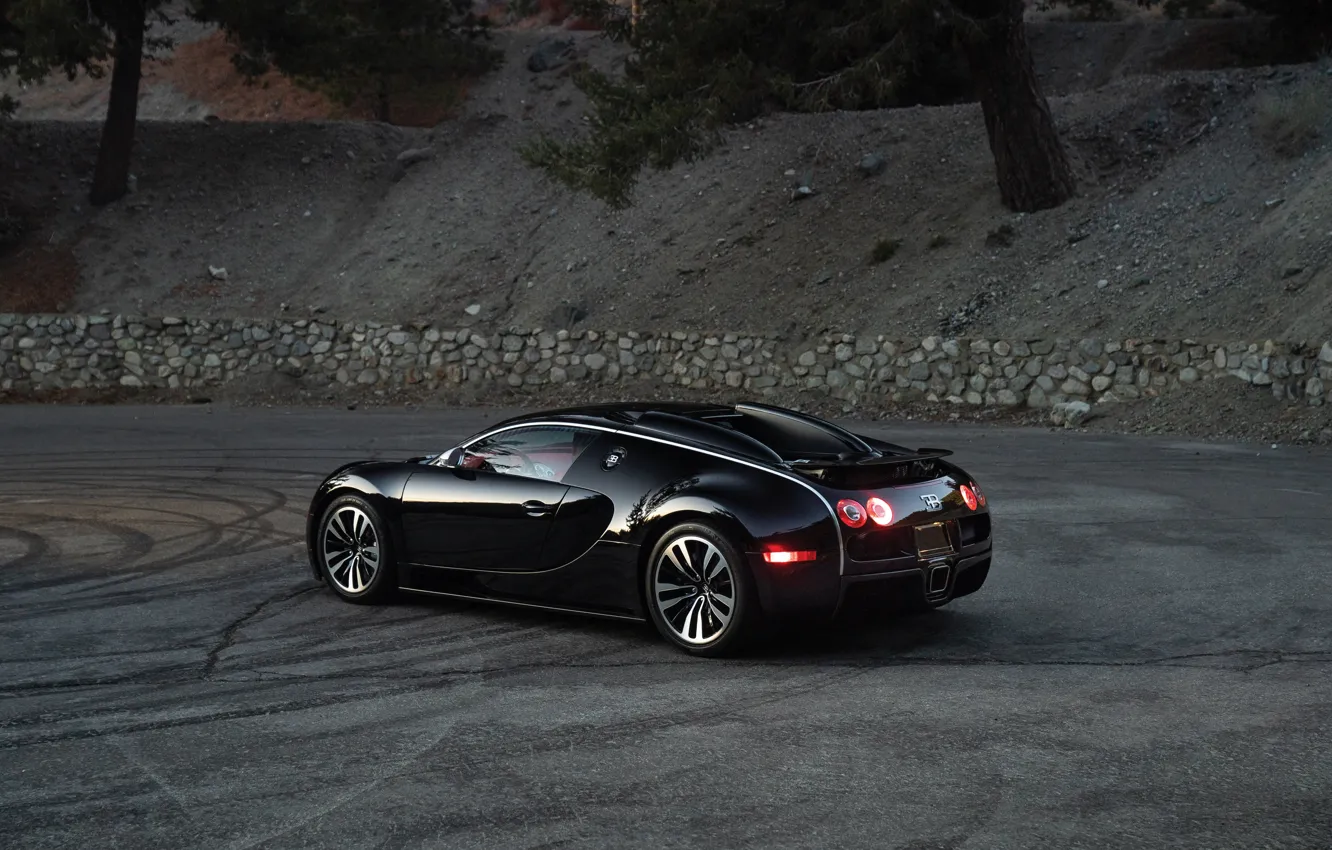 Фото обои Bugatti, Veyron, Bugatti Veyron, black, 16.4, Sang Noir