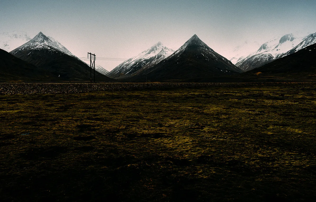 Фото обои mountains, peaks, power line