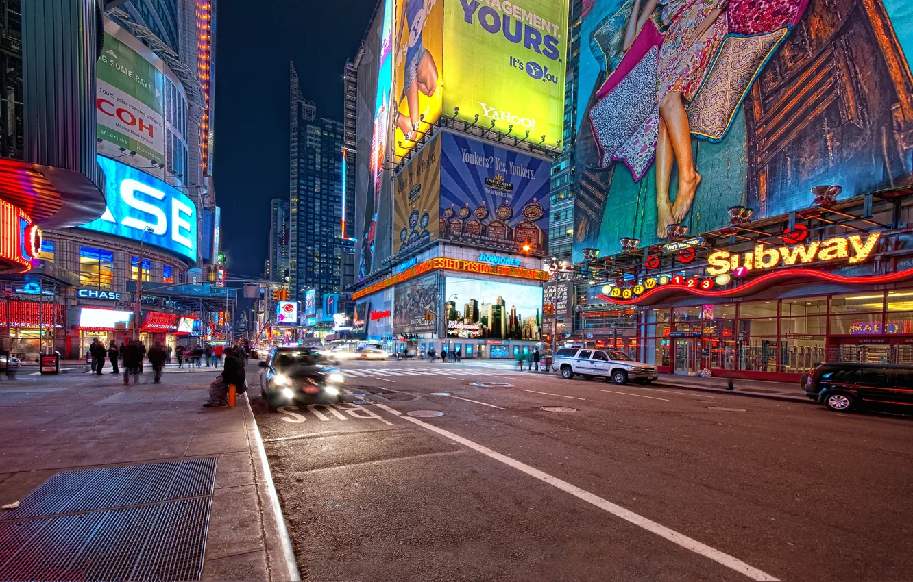 Фото обои ночь, нью-йорк, night, new york, usa, nyc, Times Square, 42nd and 7th