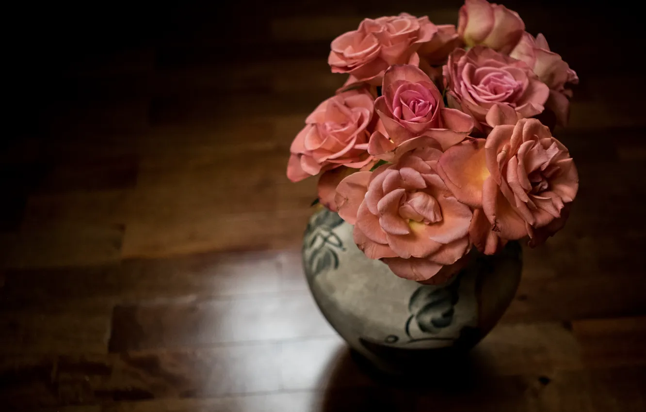 Фото обои фон, розы, букет