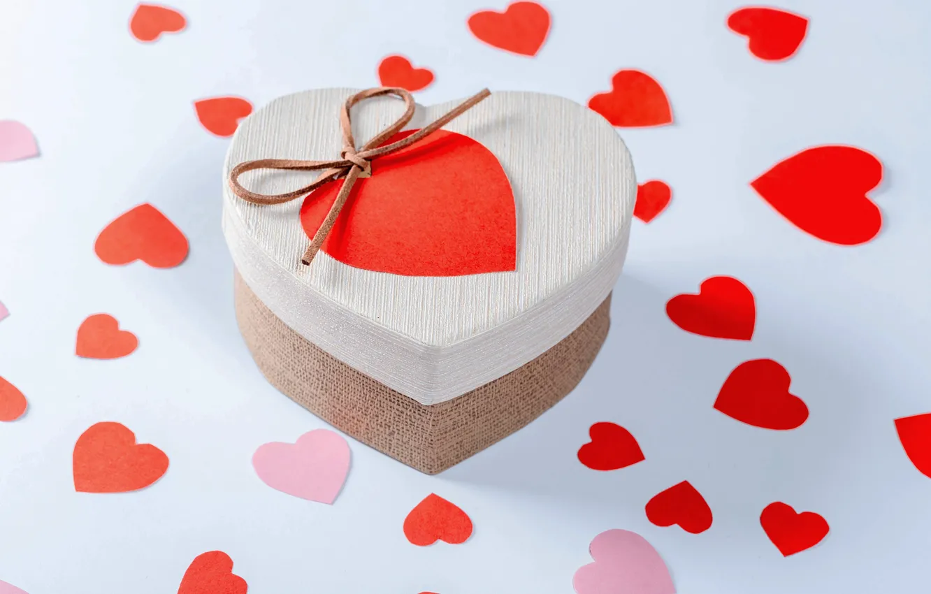 Фото обои подарок, романтика, сердце, бант, Valentine's Day