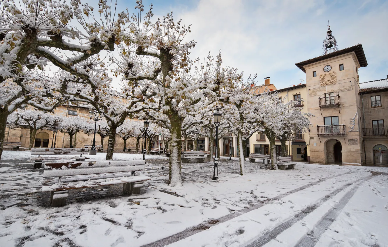 Фото обои зима, снег, пейзаж, city, здание, landscape, winter, snow