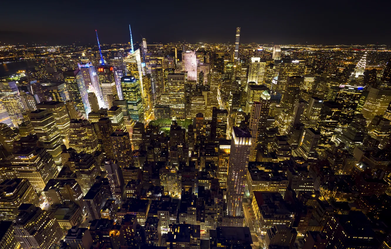 Фото обои ночь, город, New York, Garment District
