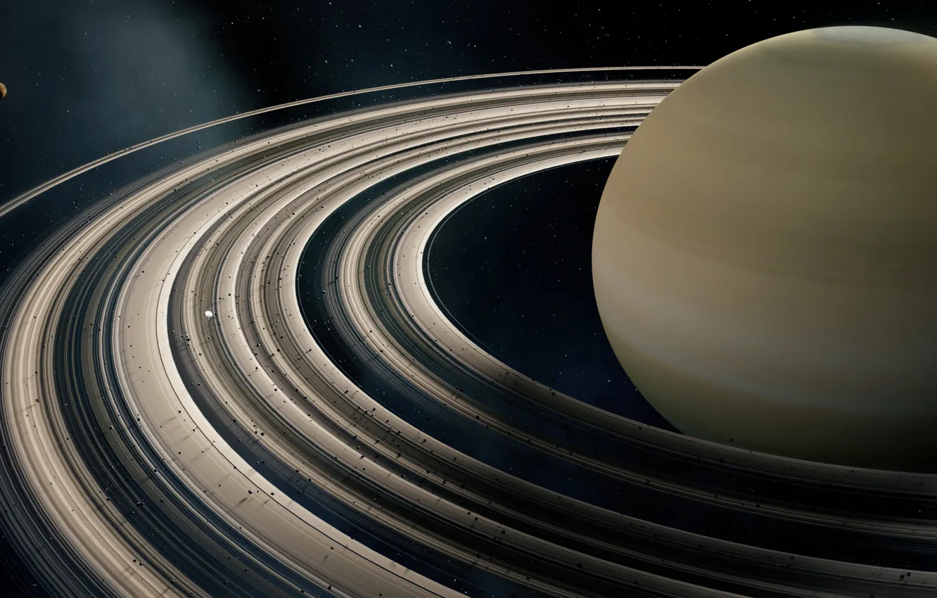 Фото обои Saturn, Space, Astronomy, Rings of Saturn, Solar system, Outer space